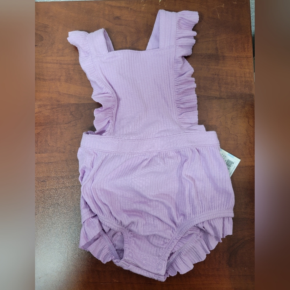 Cat & Jack Girls Purple Ruffled Baby Romper Nwt
